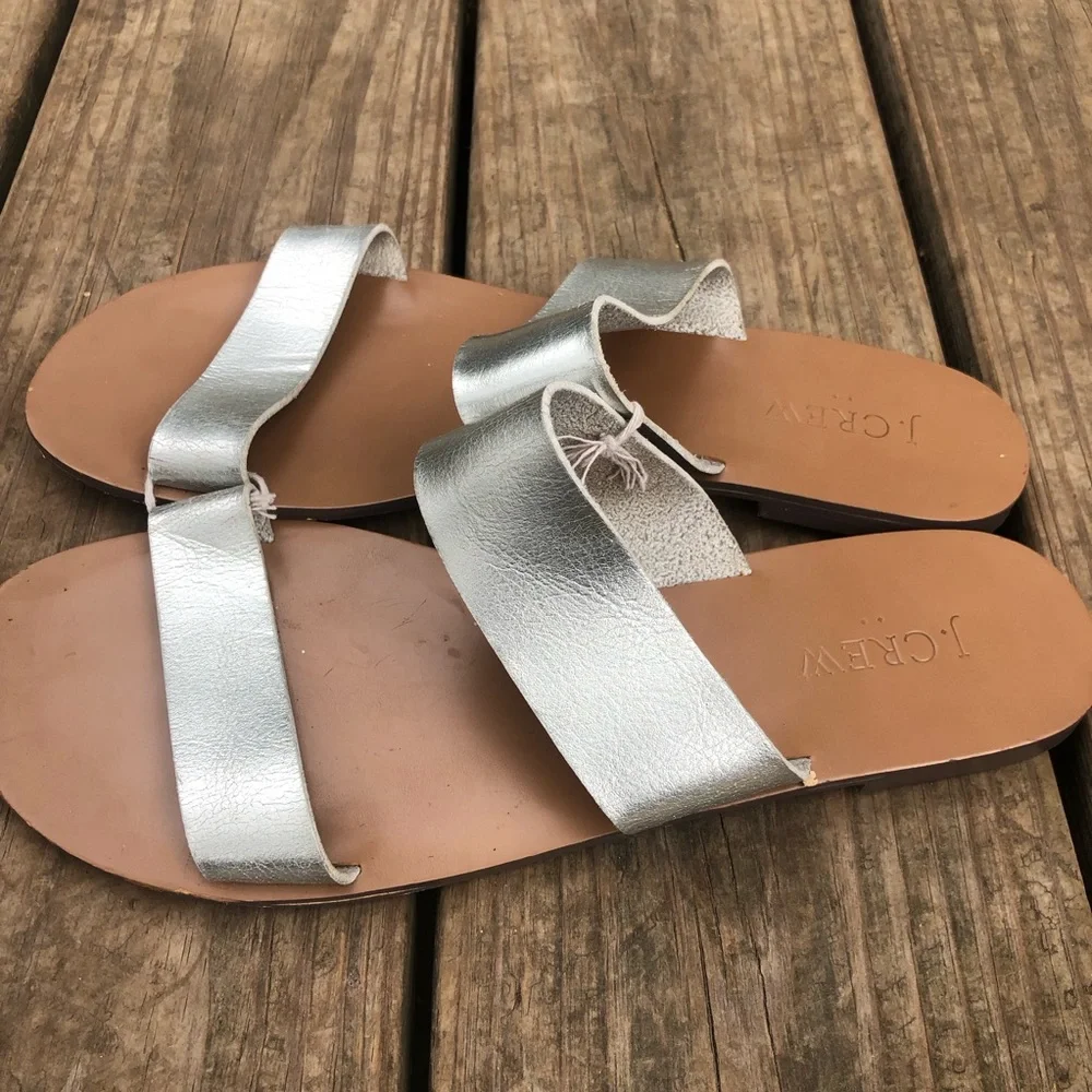 J.Crew Silver Slide Sandals. Size 8. - Picture 3 of 7